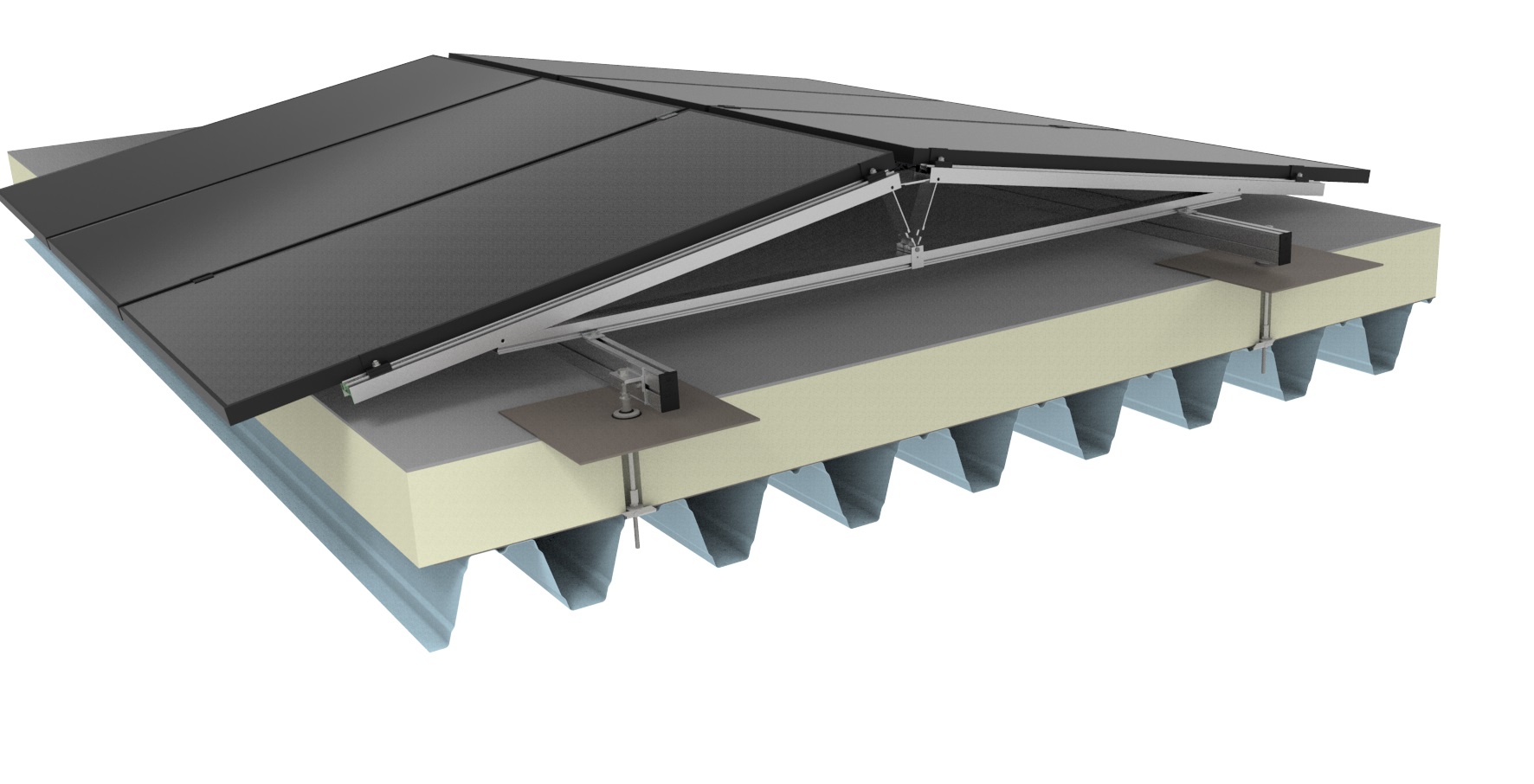 Zonnepanelen op plat dak zonder ballast